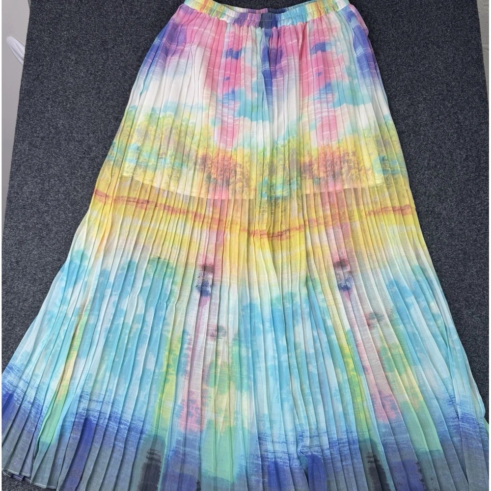 Victoria's Secret Pleated Maxi Skirt Size 6 Dreamy Pastel Resort Boho